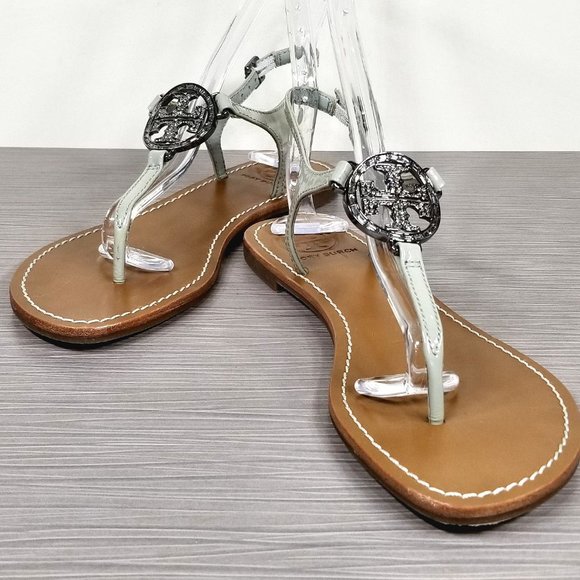 Tory Burch Violet Thong Sandal, Light Grey Patent Leather, Womens Size 7 M - Picture 4 of 14